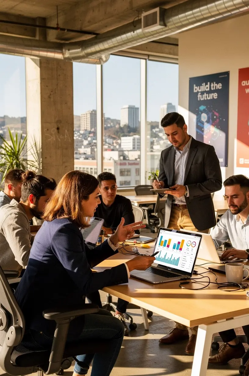 Conceptual image of gears and digital icons representing software automation tools.