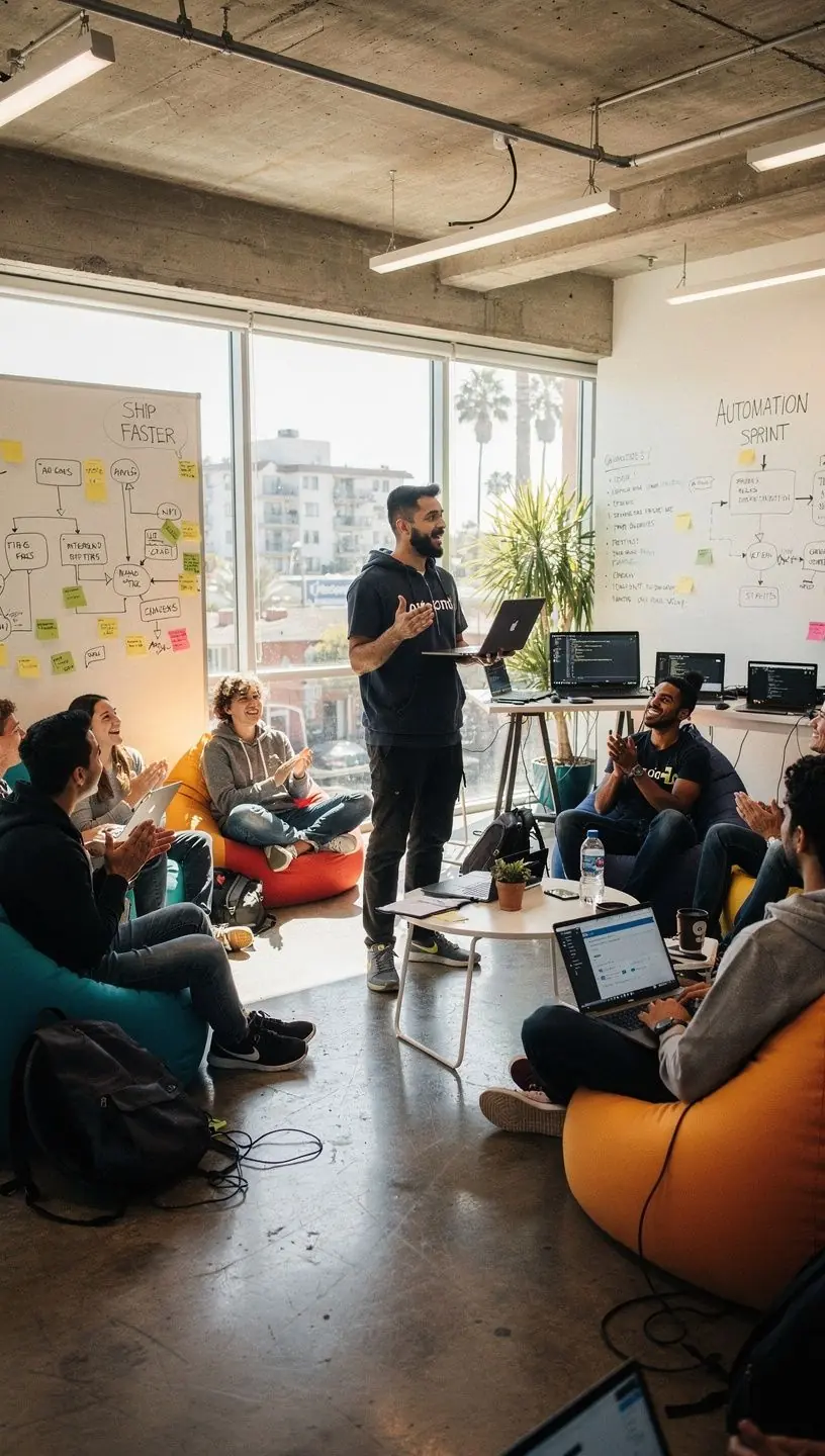 Close-up of a computer screen displaying code optimization for automation software.